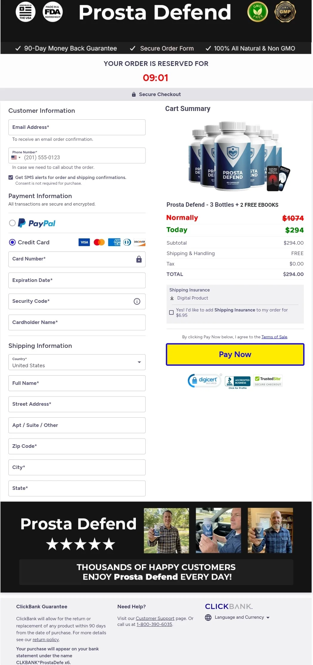 Prosta Defend order form